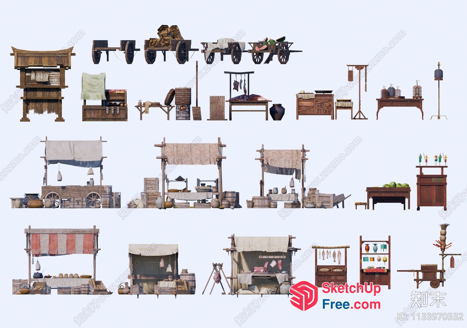 Asian Market Stall 3D SketchUp File