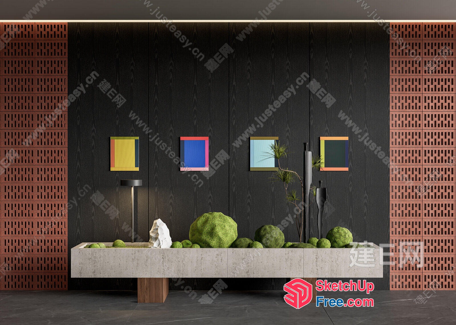 Minimalist Japanese Style Living Room With Unique Decor 3D SketchUp File