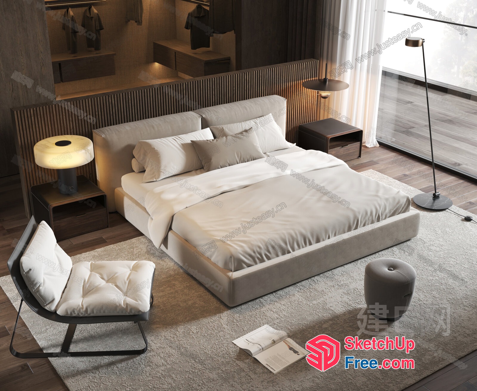 Elegant Minimalist Modern Bedroom Design 3D SketchUp File
