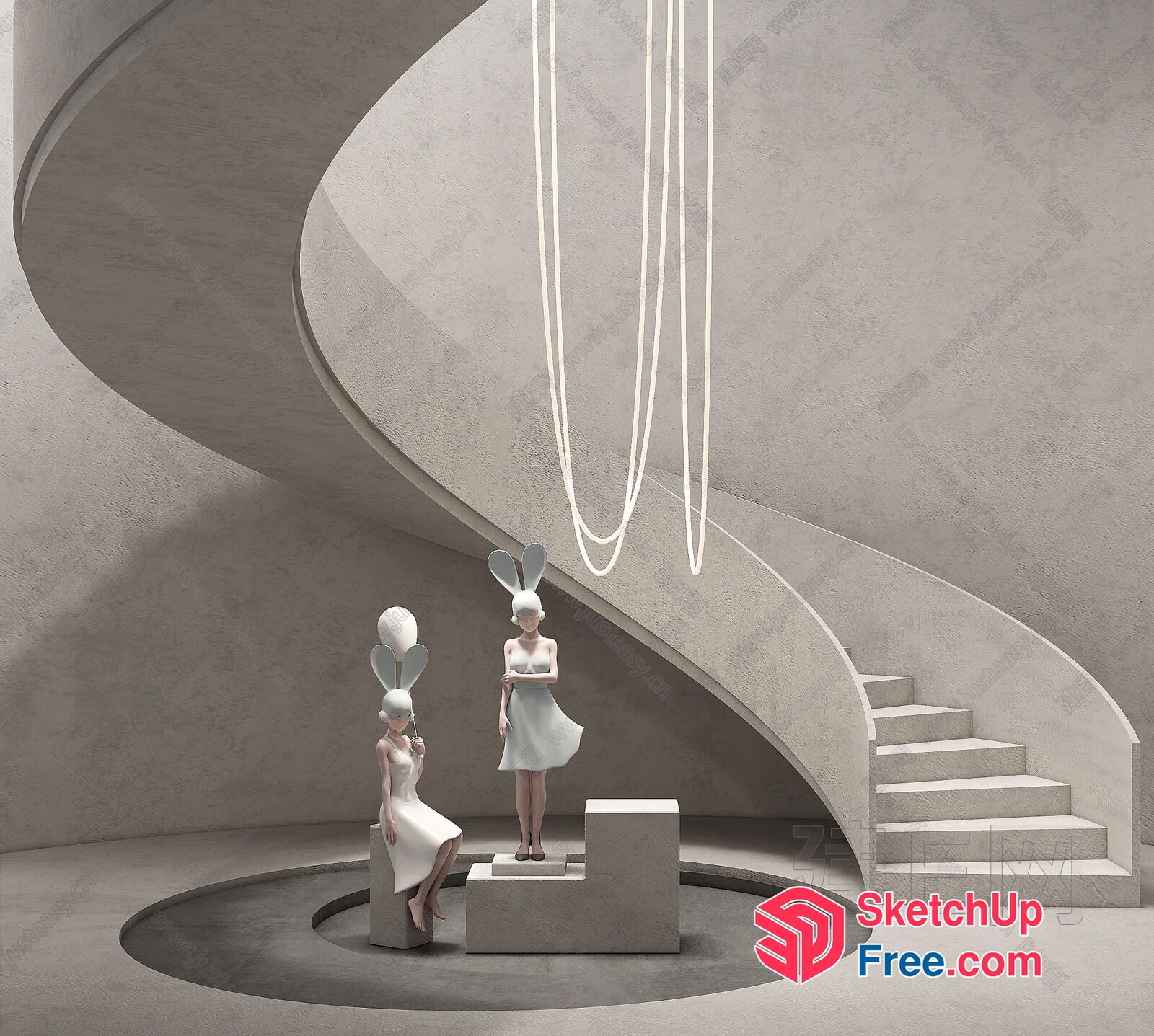 Minimalist Bunny-Inspired Modern Interior 3D SketchUp File