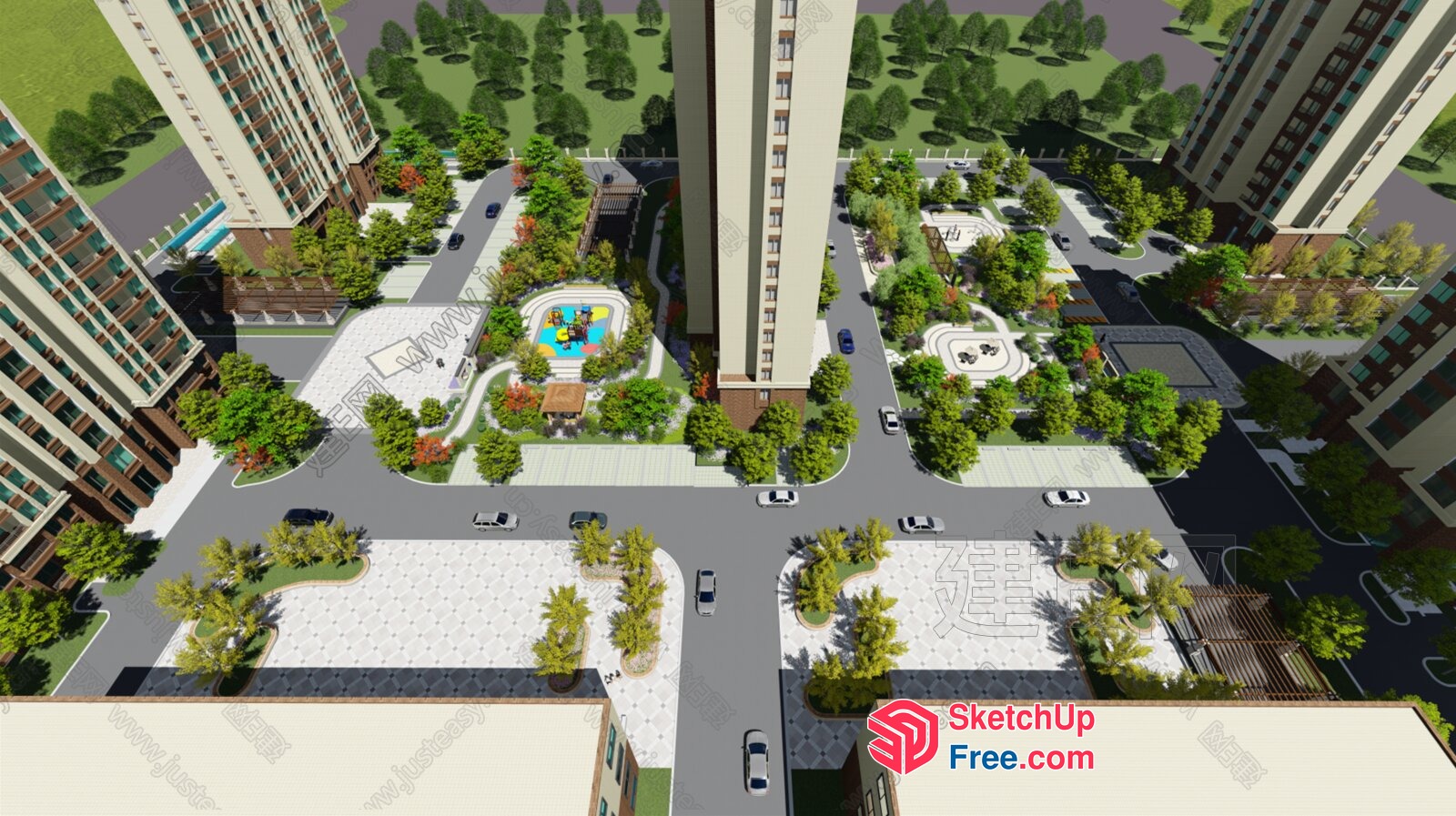 3D Model Of A Residential Complex With A Playground 3D SketchUp File
