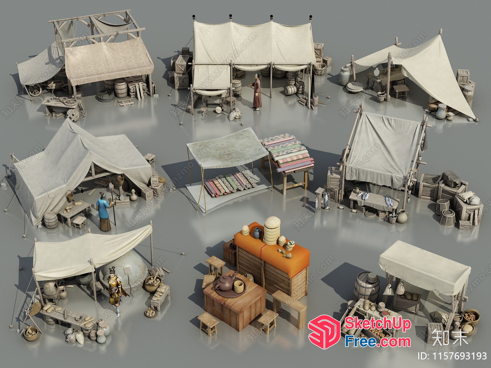 Ancient Marketplace Scene 3D SketchUp File