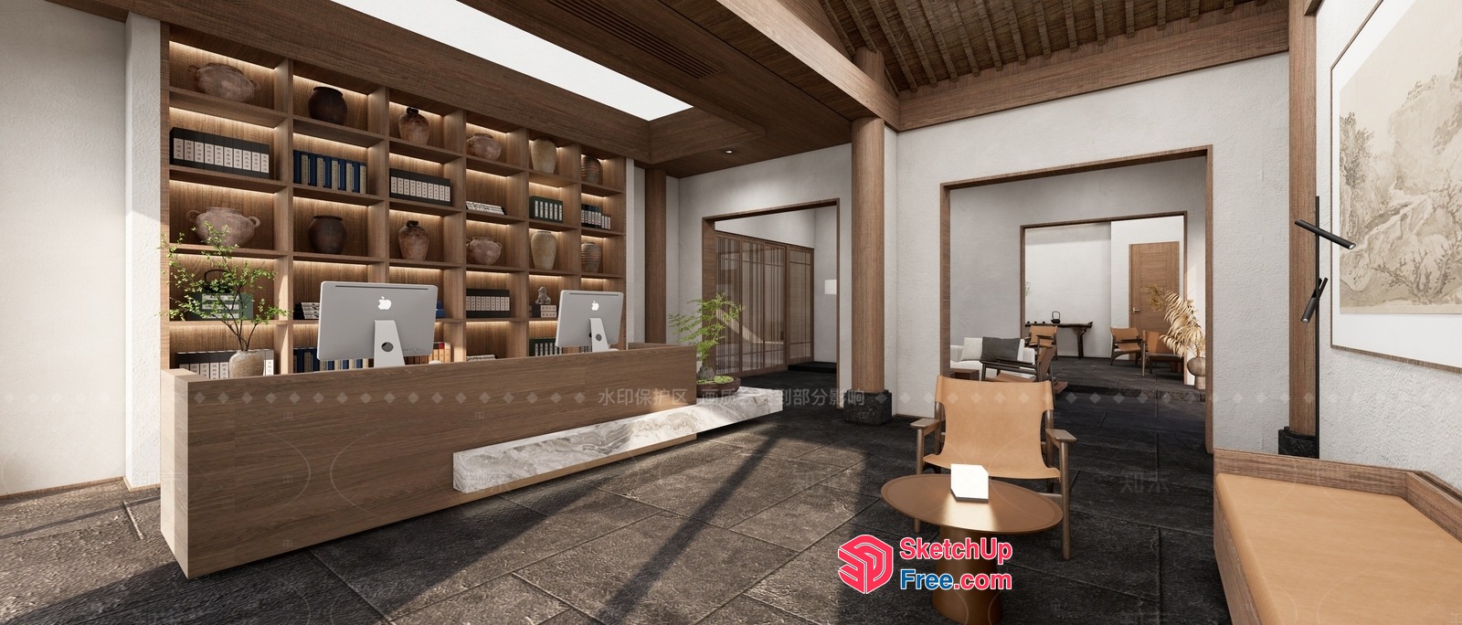 Modern Office Space With Sleek Furniture And Natural Light 3D SketchUp File