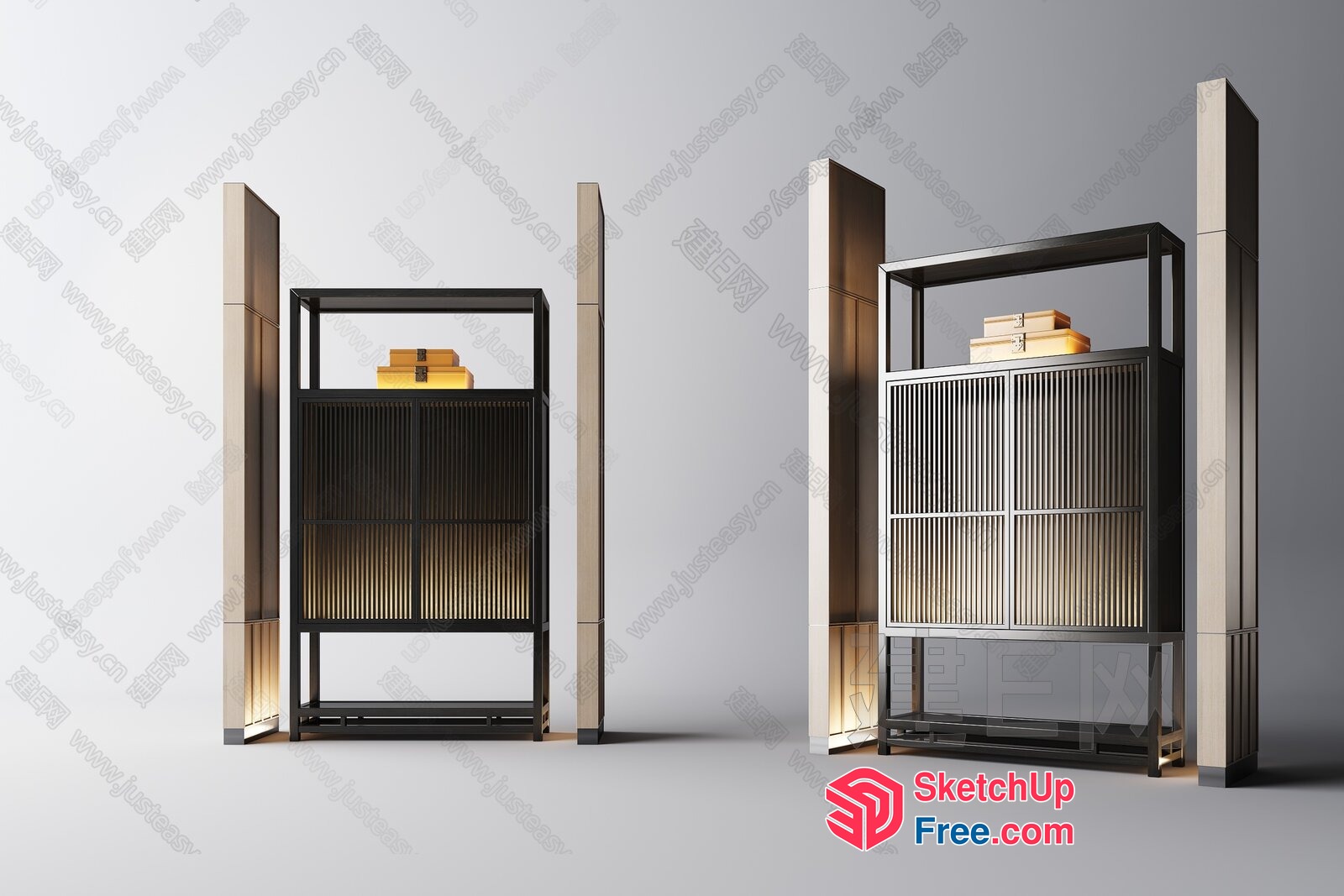 Modern Elevator Stairs With Pillars 3D SketchUp File