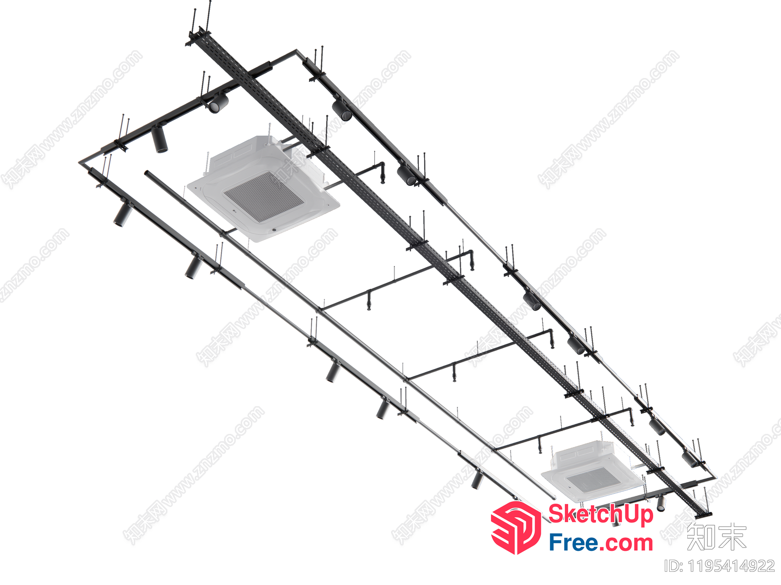 Ceiling Lighting Fixtures And Air Conditioning Units 3D SketchUp File
