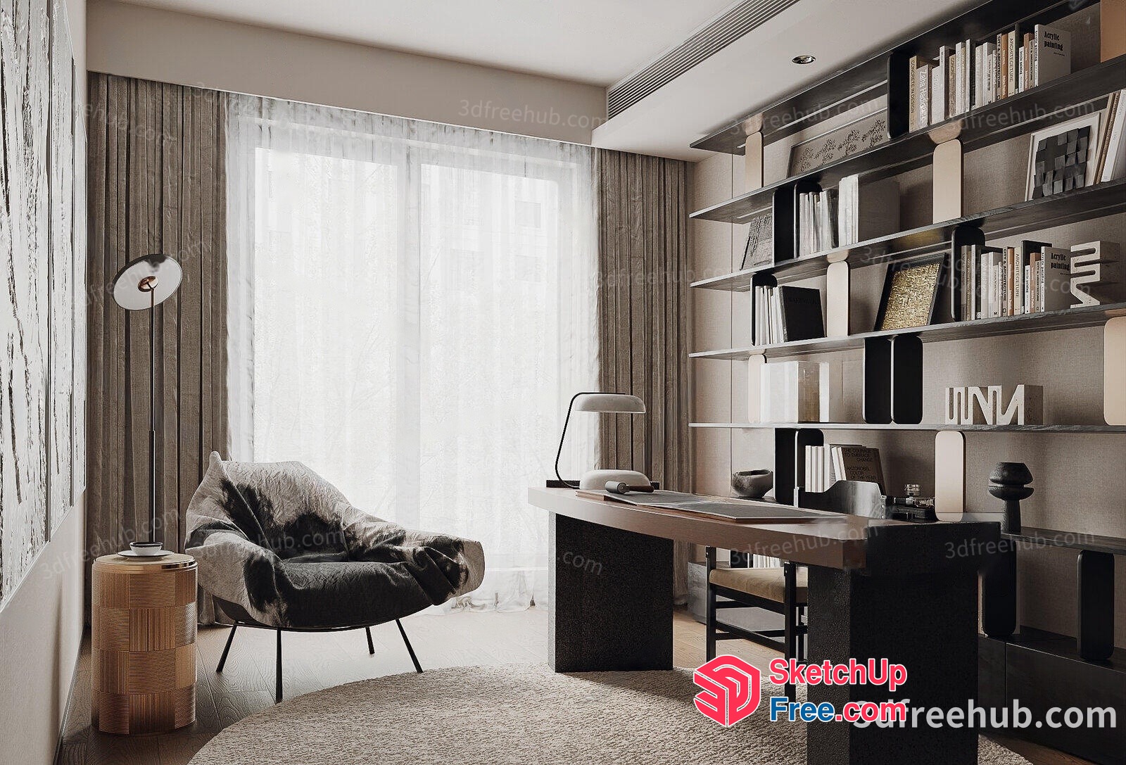 Minimalist Office Interior With Modern Furniture And Decor 3D SketchUp File