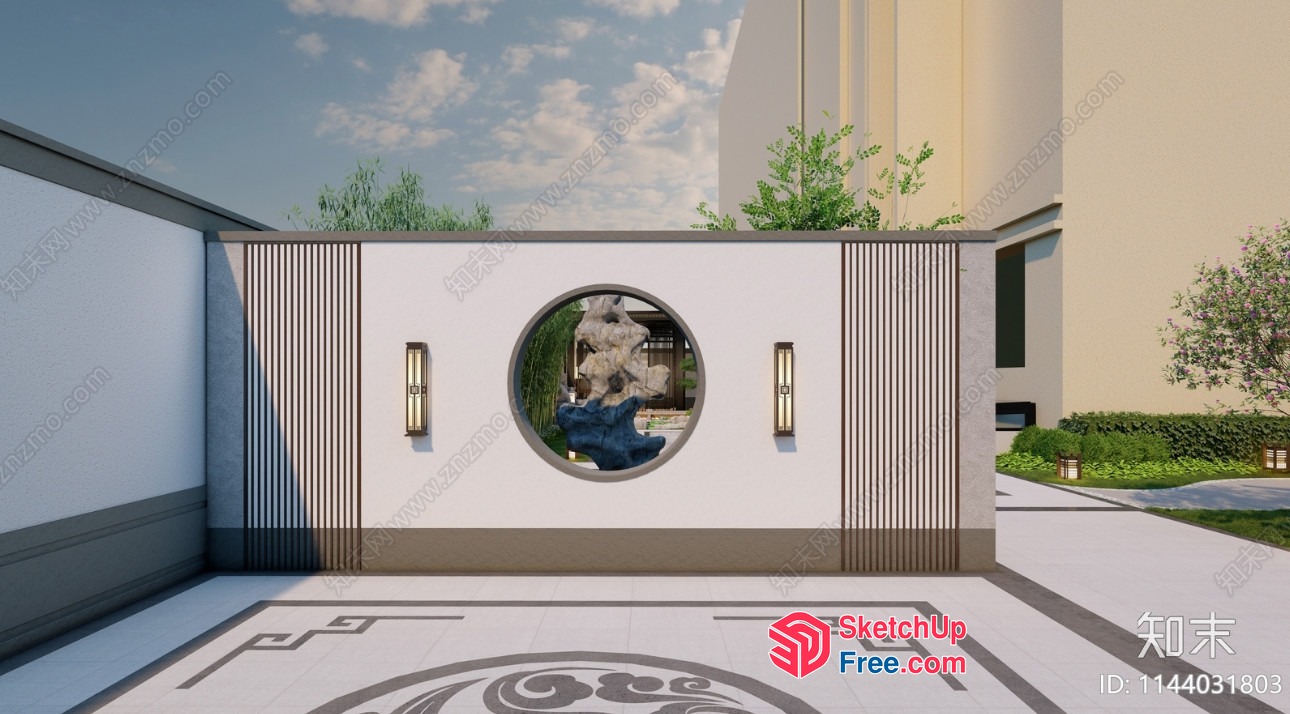 Modern Asian-Inspired Exterior Decor 3D SketchUp File