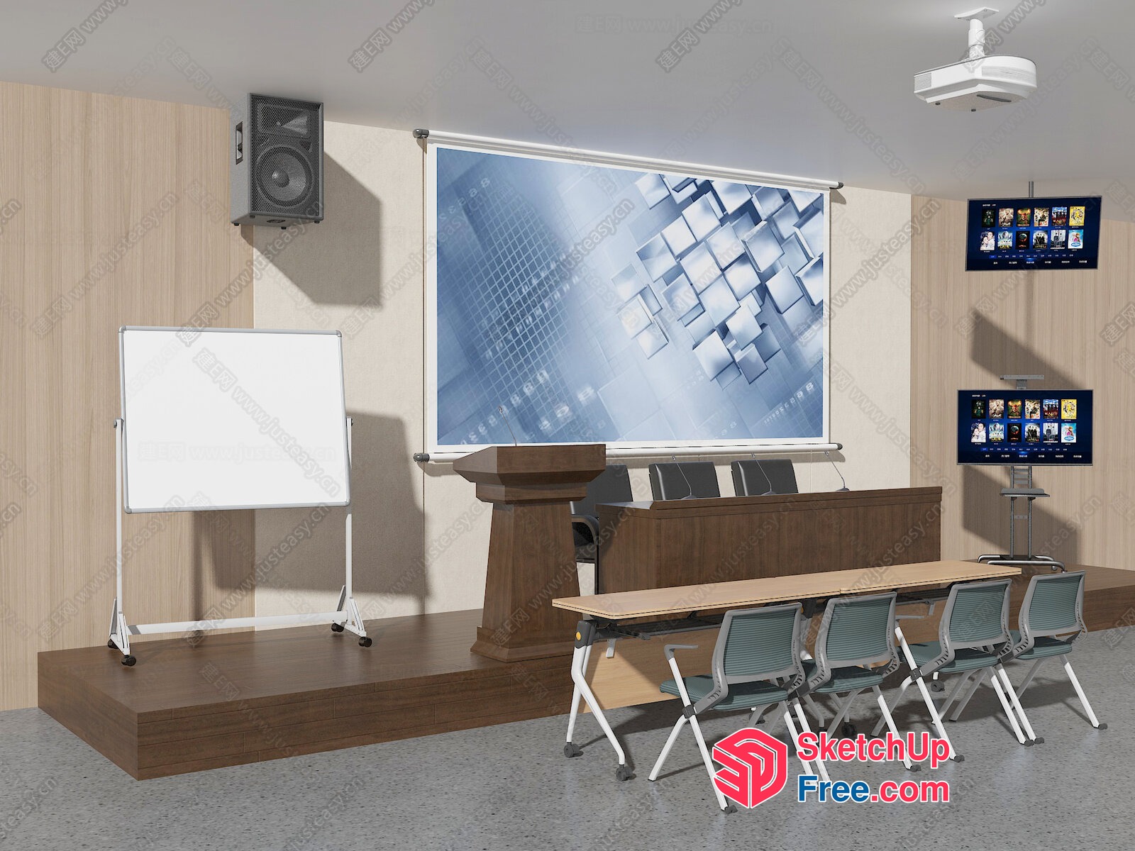 Conference Room With Modern Decor And Functional Furniture 3D SketchUp File