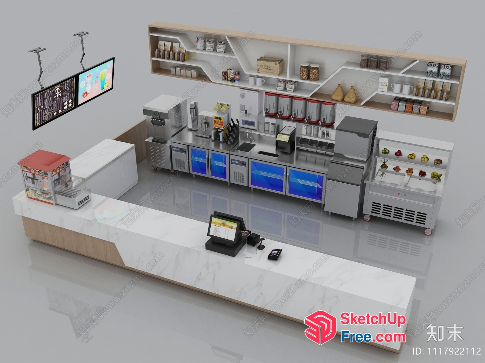 Modern Commercial Kitchen And Dining Area 3D SketchUp File