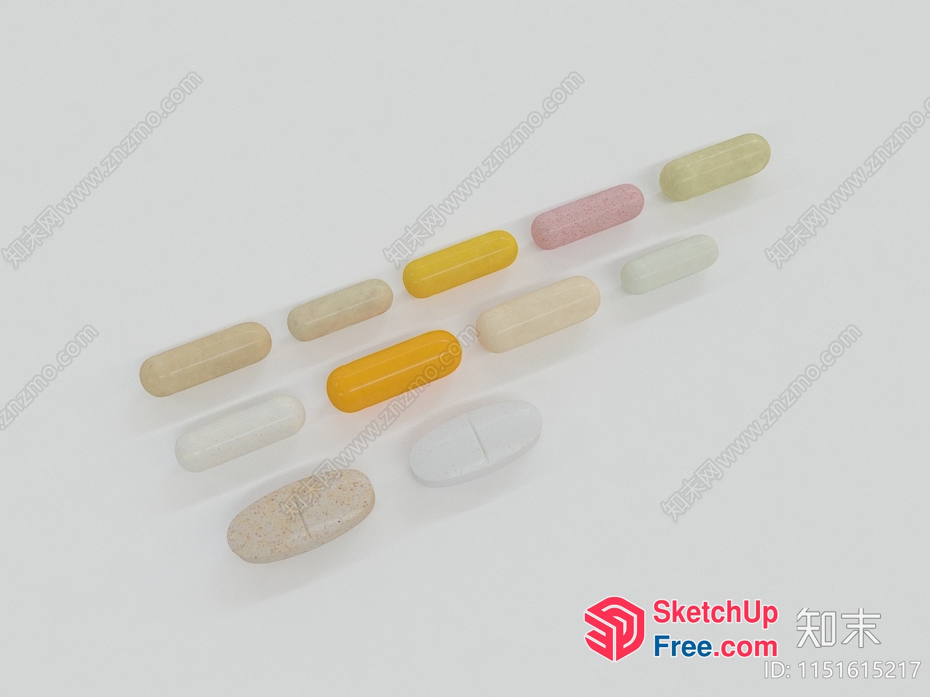 Pills On A White Background 3D SketchUp File