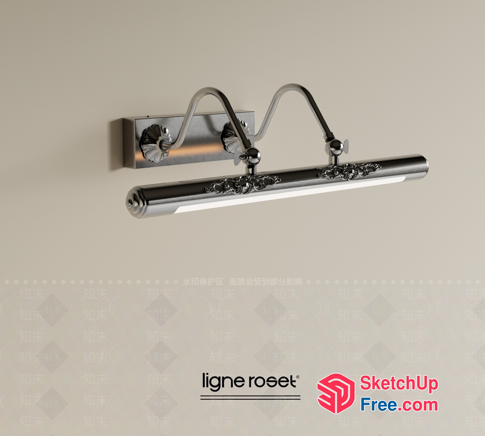 Elegant Metal Light Fixture With Ornate Details 3D SketchUp File