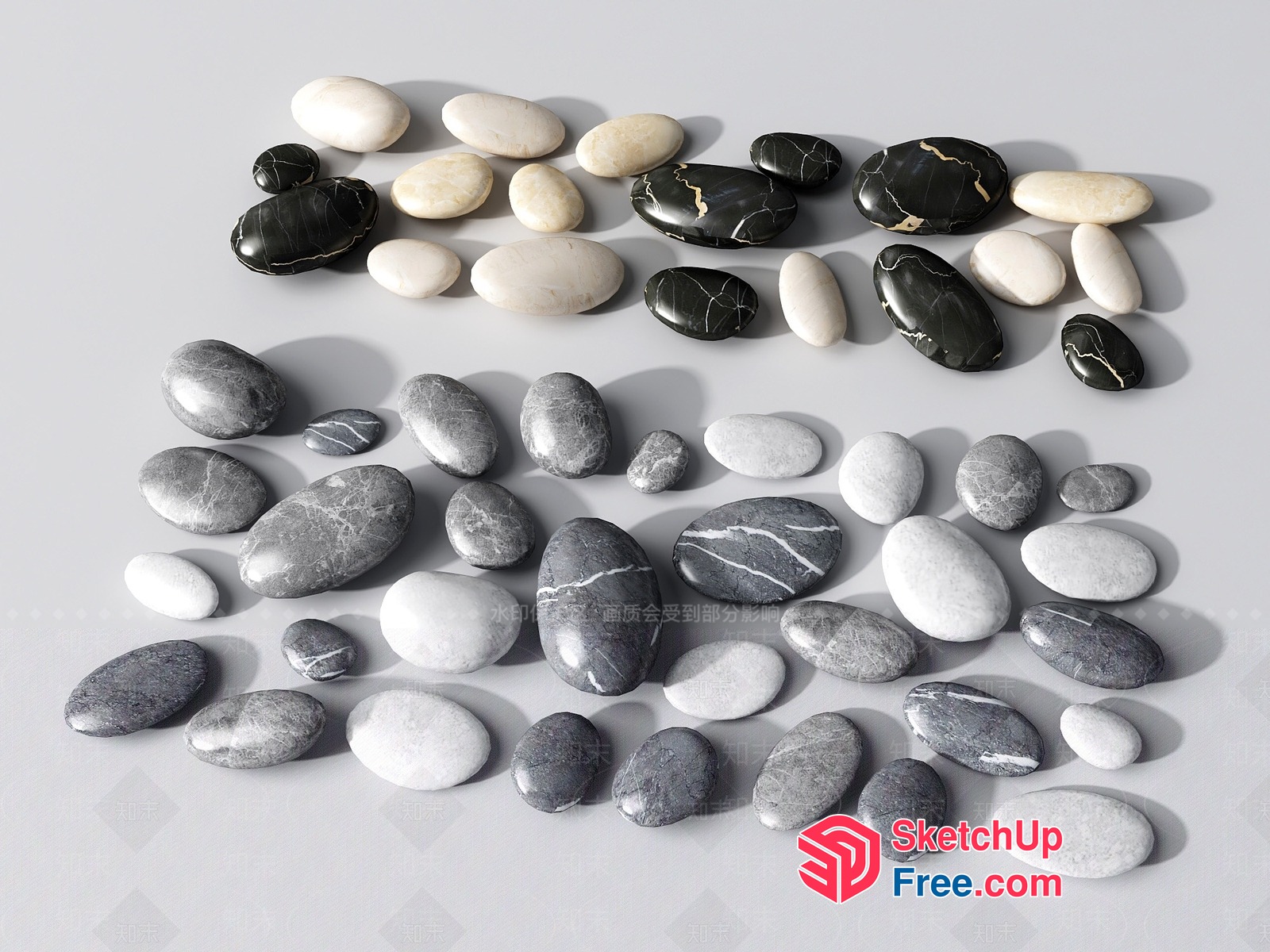 Decorative Oval Shaped Stones 3D SketchUp File