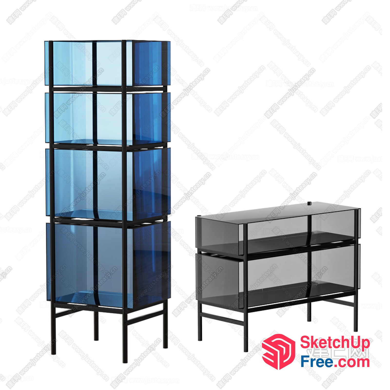 Modern Glass Display Furniture Set 3D SketchUp File