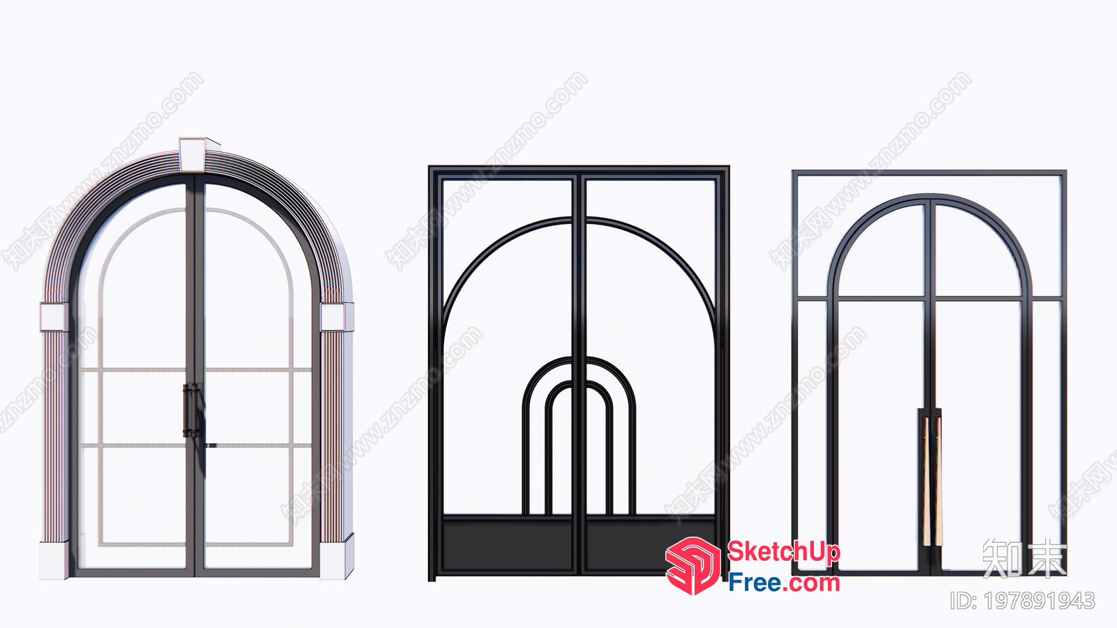 Modern Black Metal Door And Window Frames 3D SketchUp File