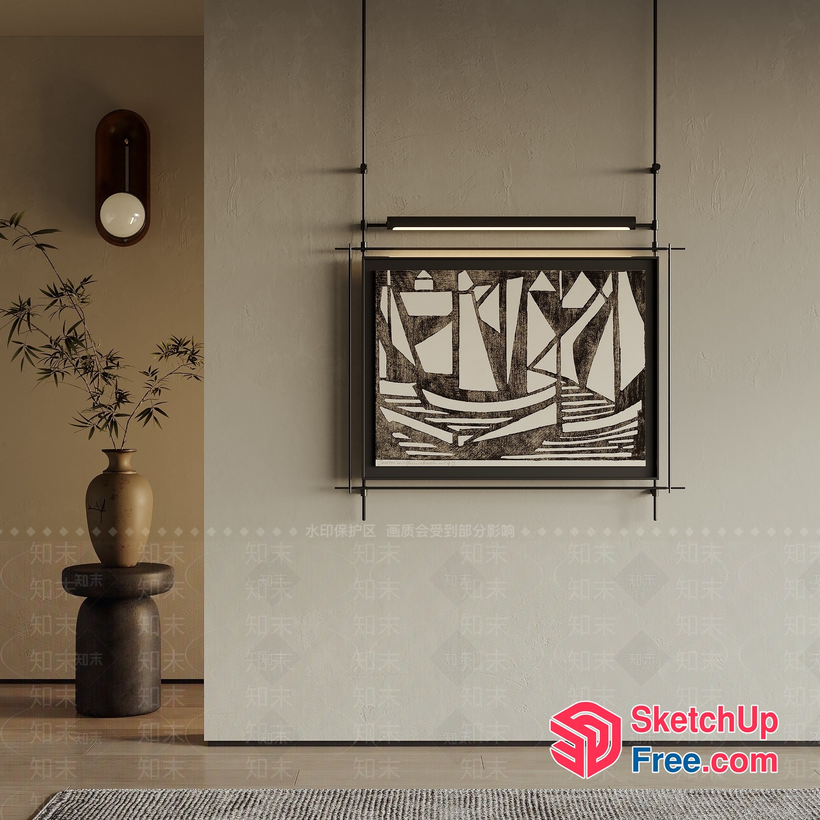 A Ship-Themed Art Piece In A Modern Room 3D SketchUp File