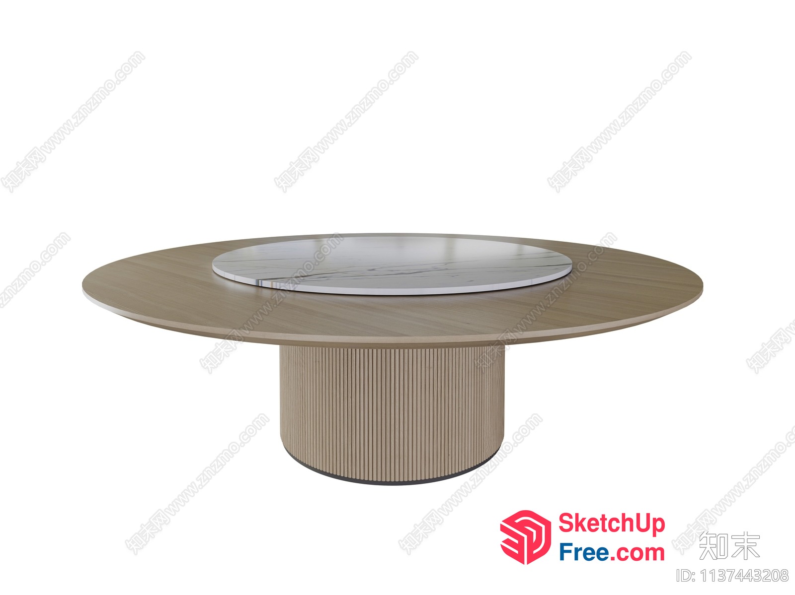 Round Coffee Table With Marble Center 3D SketchUp File
