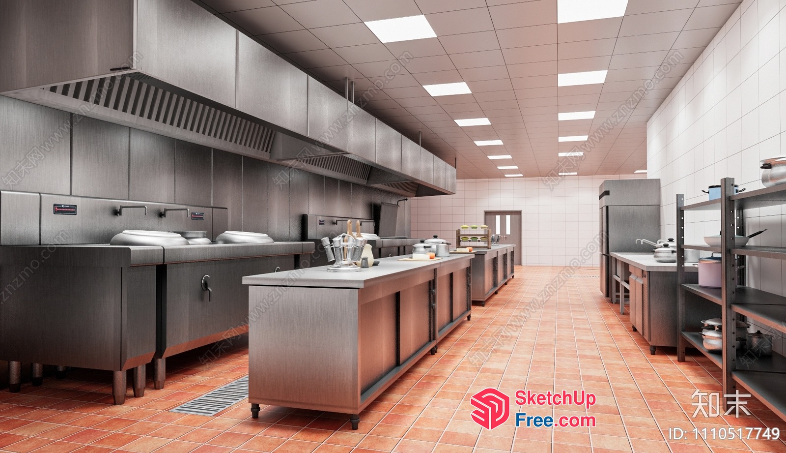 Modern Commercial Kitchen Interior 3D SketchUp File