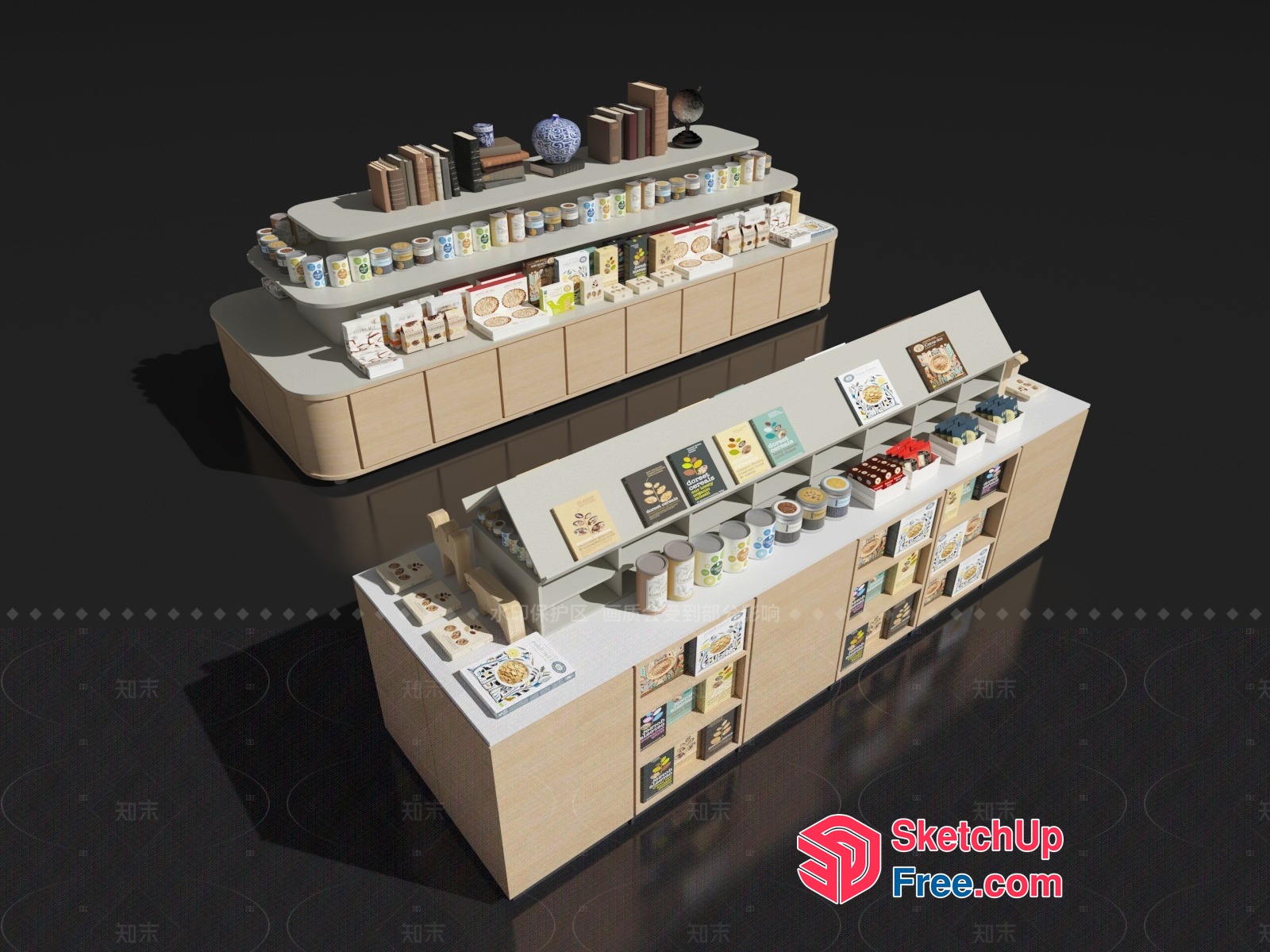 Modern Store Interior With Display Shelves And Products 3D SketchUp File