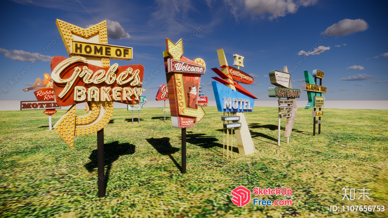 Retro Signage Collection 3D SketchUp File