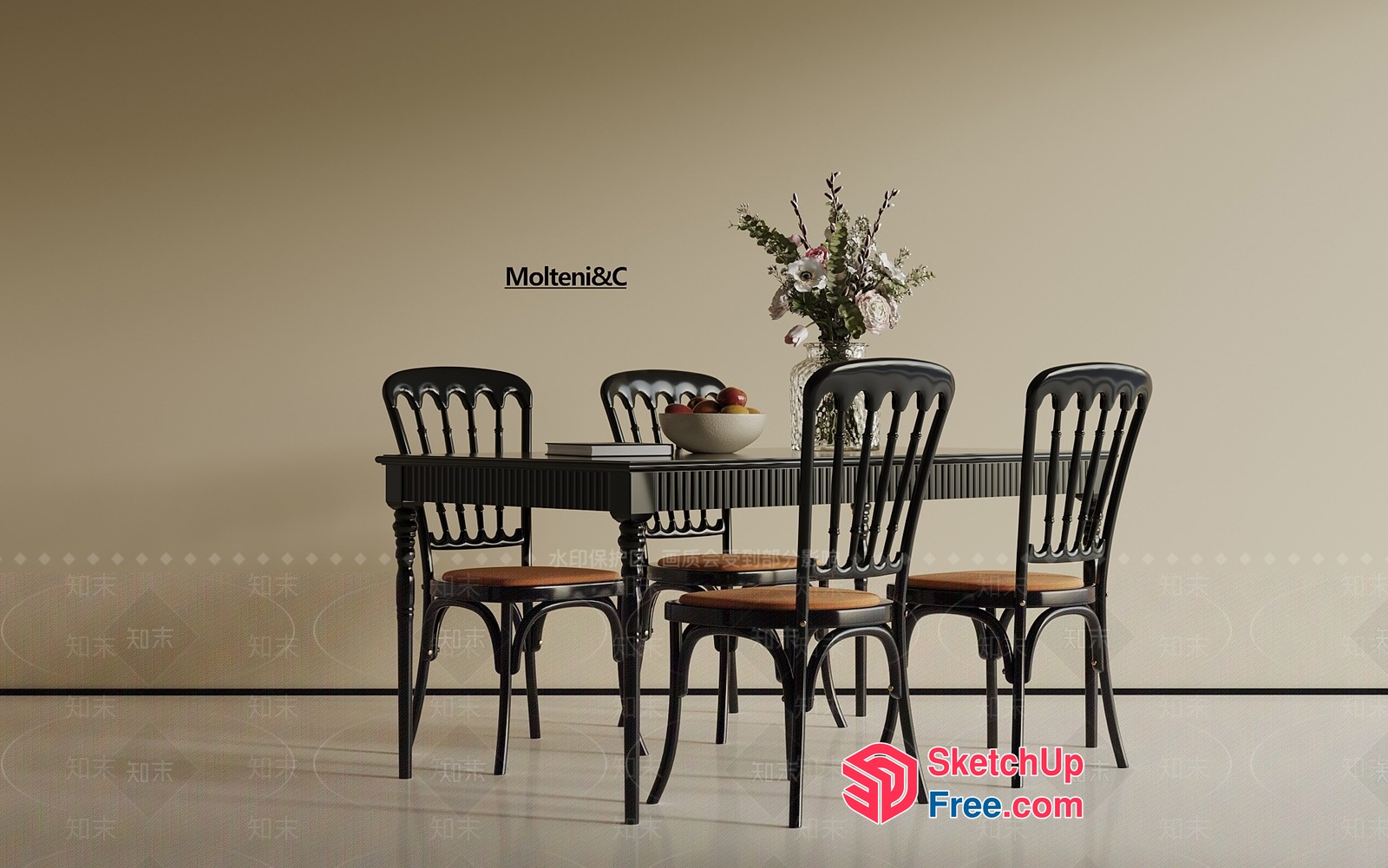 Elegant Dining Table Set With Classic Chairs 3D SketchUp File