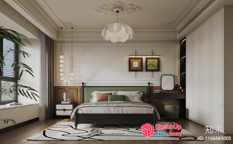 Modern Minimalist Bedroom Design With Natural Elements 3D SketchUp File