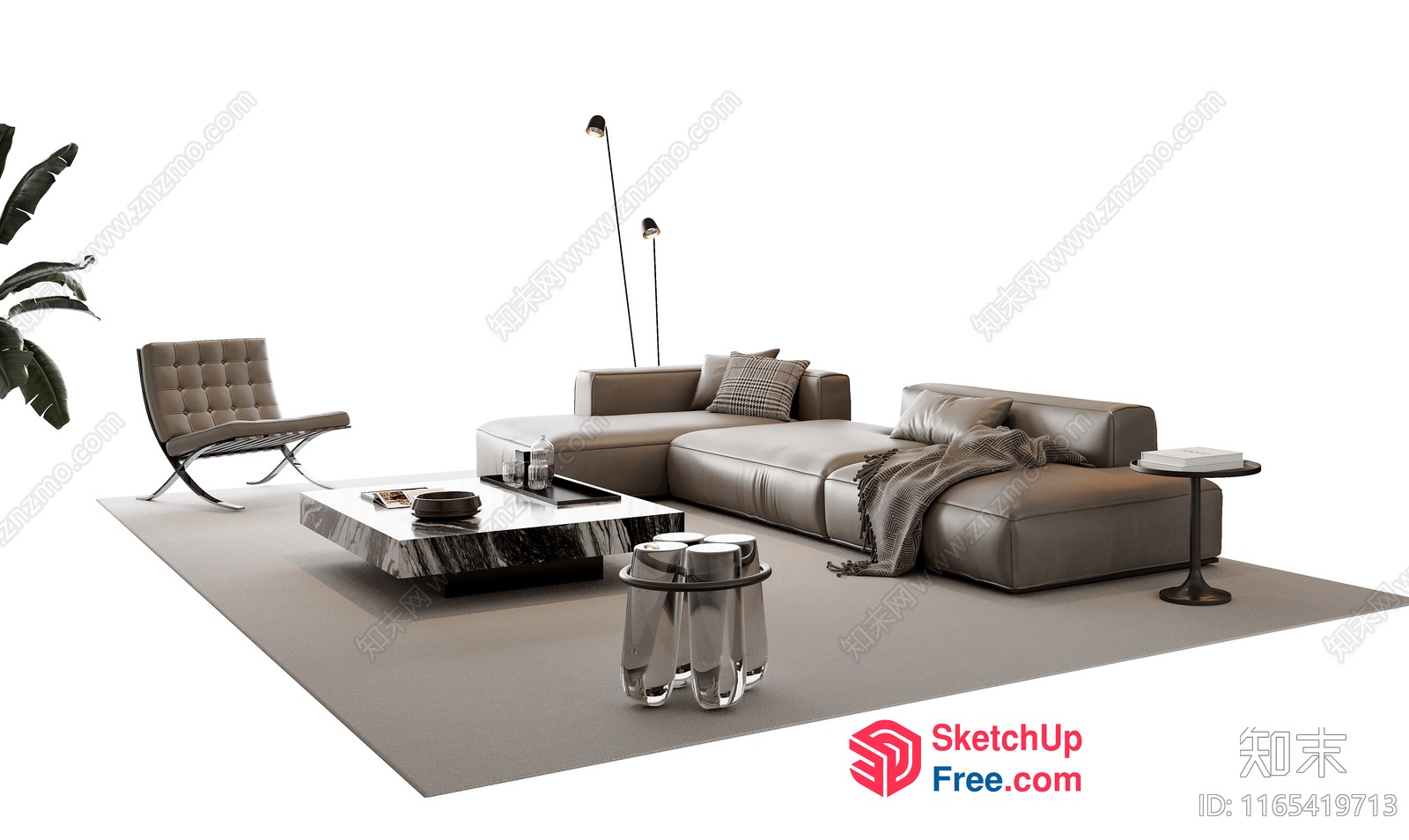 Modern Minimalist Living Room With Neutral Tones 3D SketchUp File