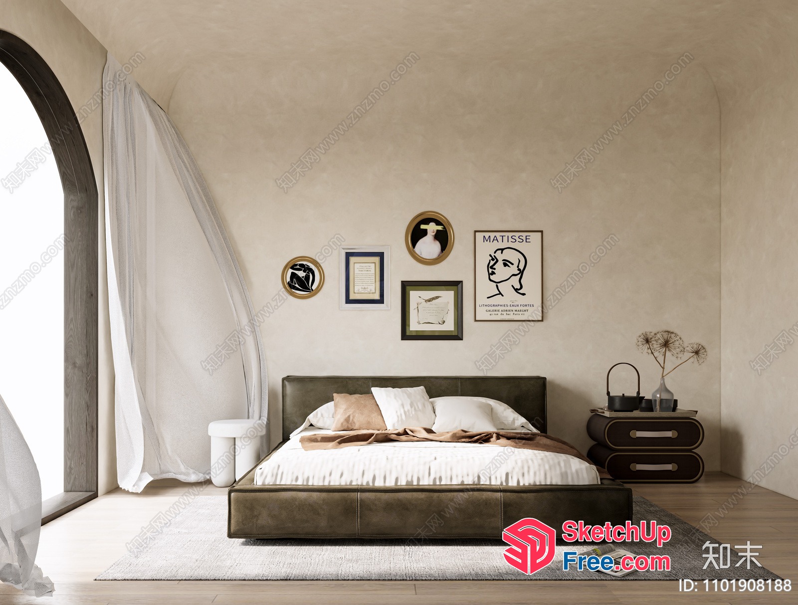 Modern Minimalist Japanese Style Bedroom Interior 3D SketchUp File