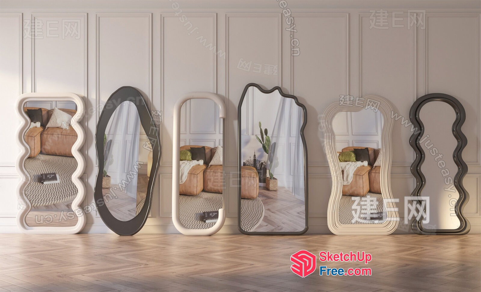 Elegant Modern Mirror Frames 3D SketchUp File