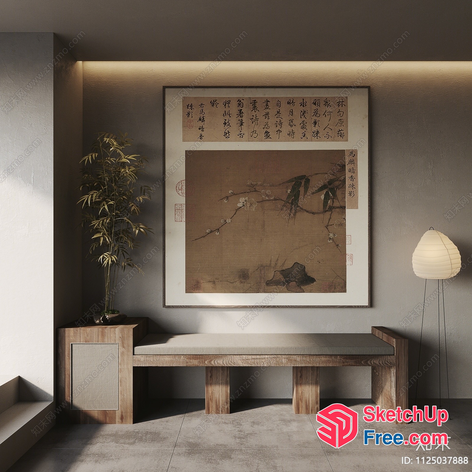 Wabi-Sabi Inspired Minimalist Japanese Interior 3D SketchUp File