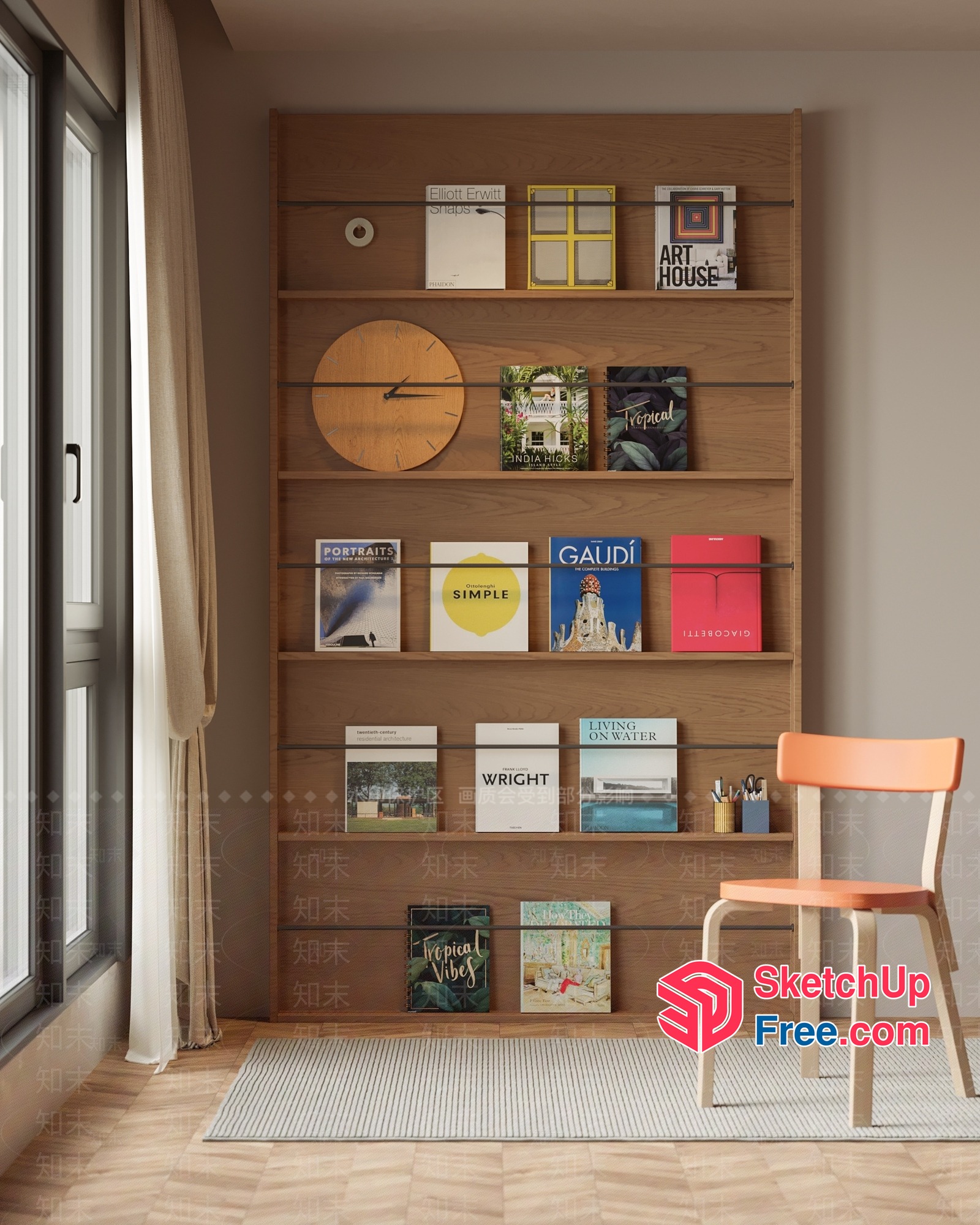 Modern Bookcase With Classic Decor 3D SketchUp File