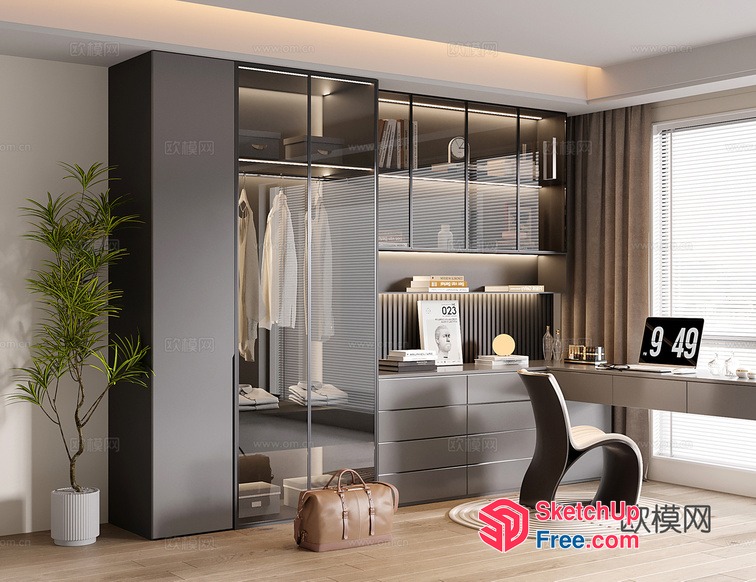 Modern Minimalist Home Office Interior 3D SketchUp File