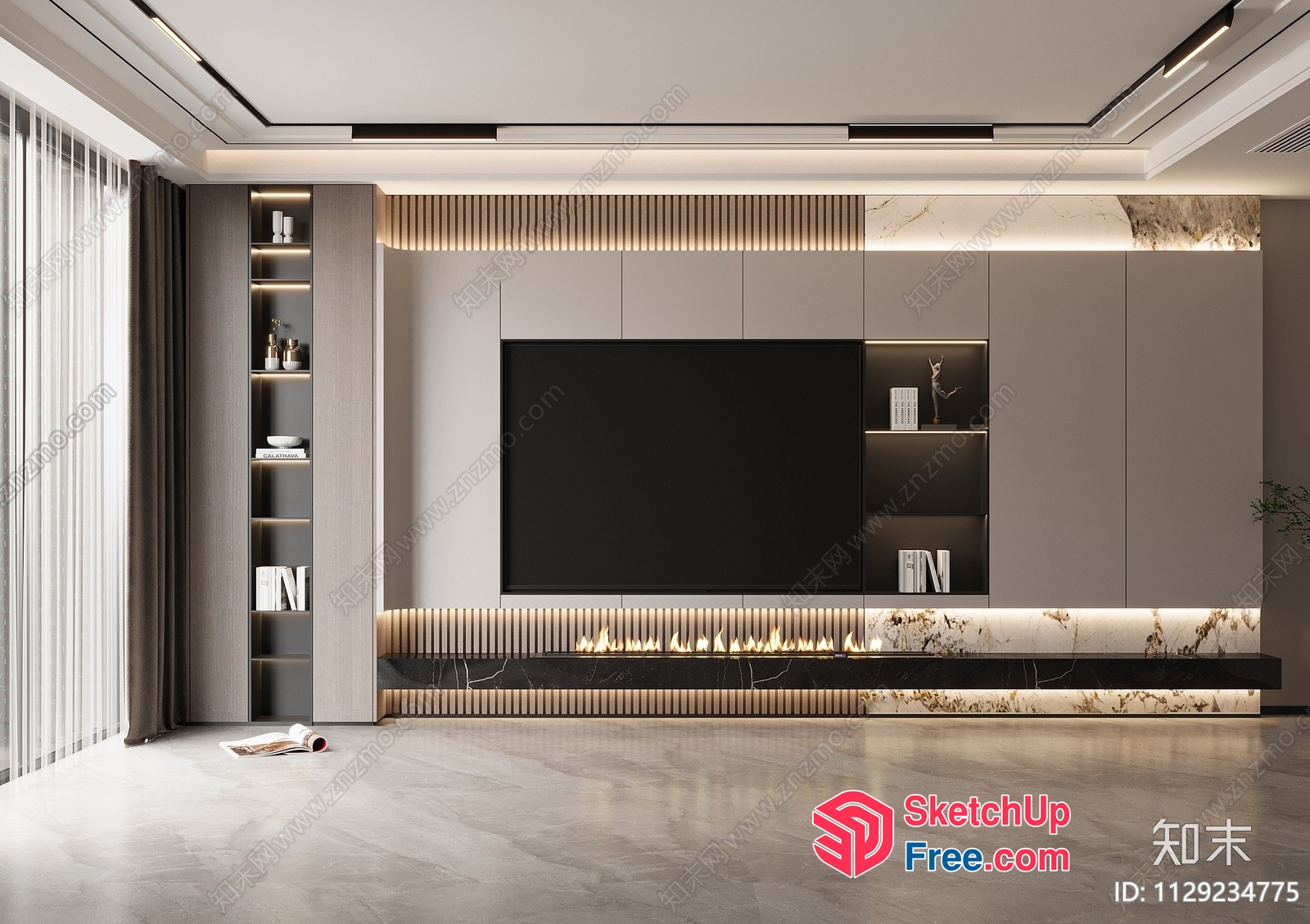 Luxurious Modern Minimalist Living Room 3D SketchUp File