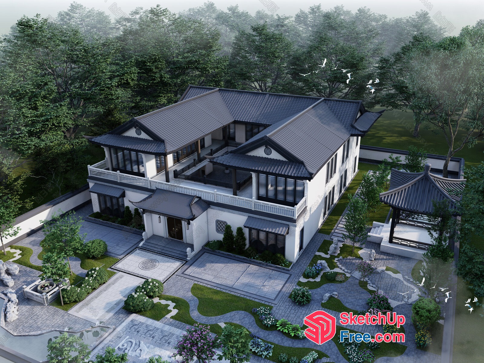 Serene Asian Villa 3D SketchUp File