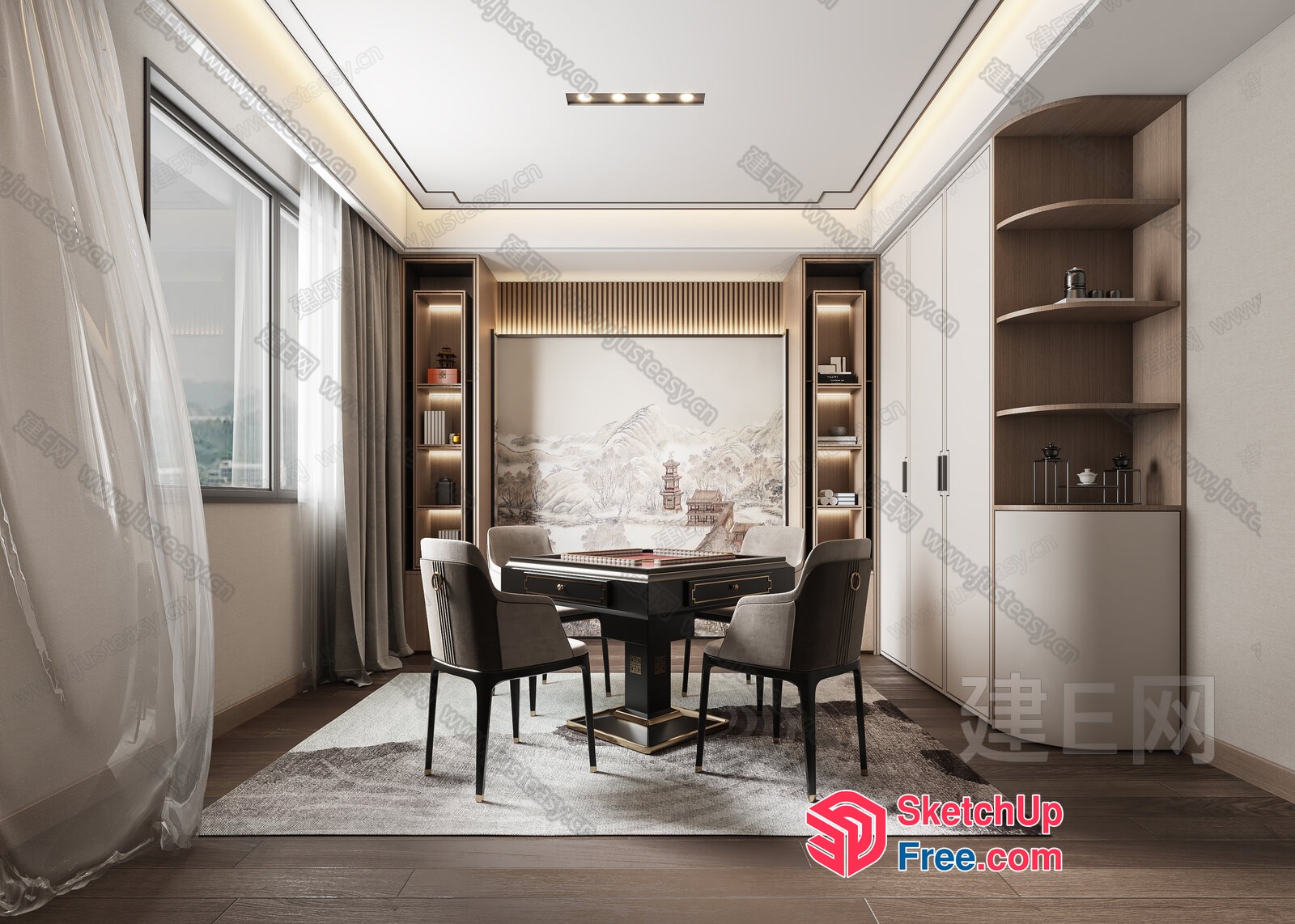 Modern Minimalist Dining Room With A Touch Of Asian Flair 3D SketchUp File