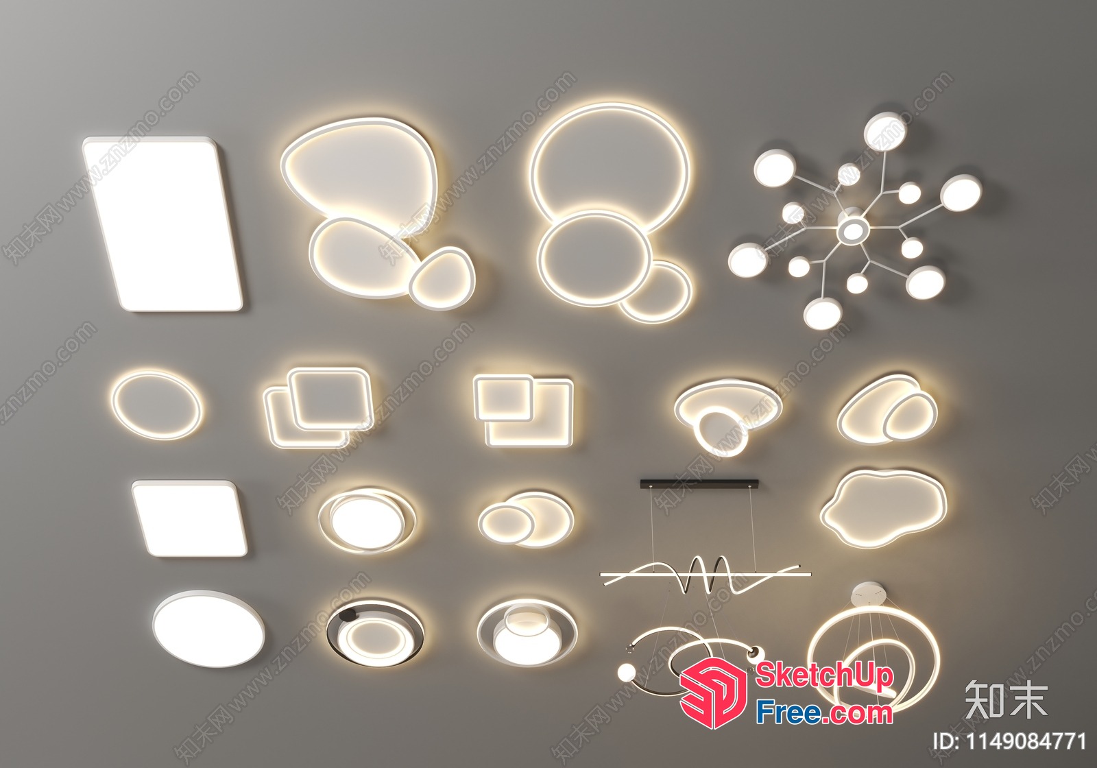 Modern Ceiling Light Fixtures Collection 3D SketchUp File