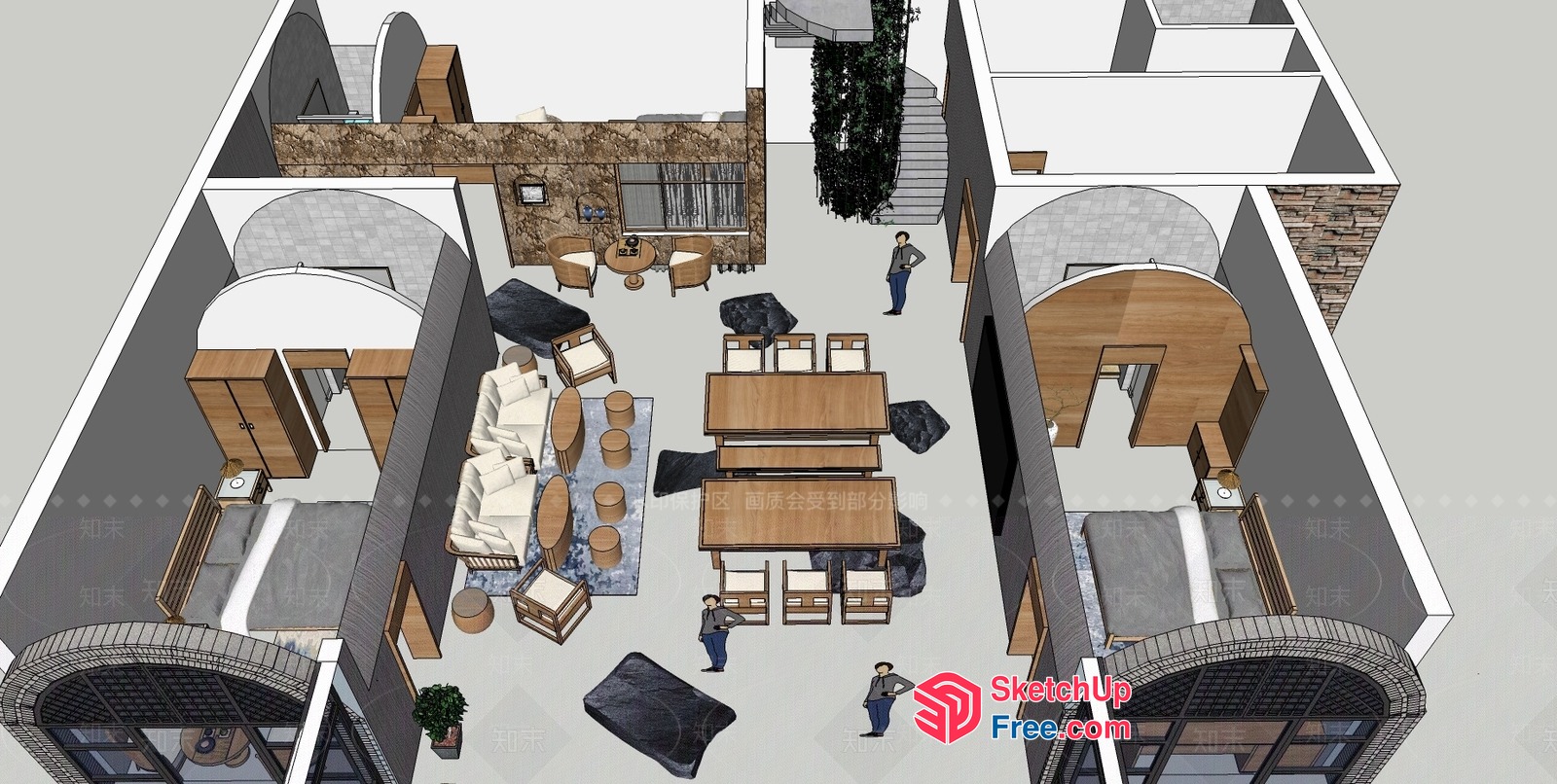 Modern Villa With Spacious Living Room And Dining Area 3D SketchUp File