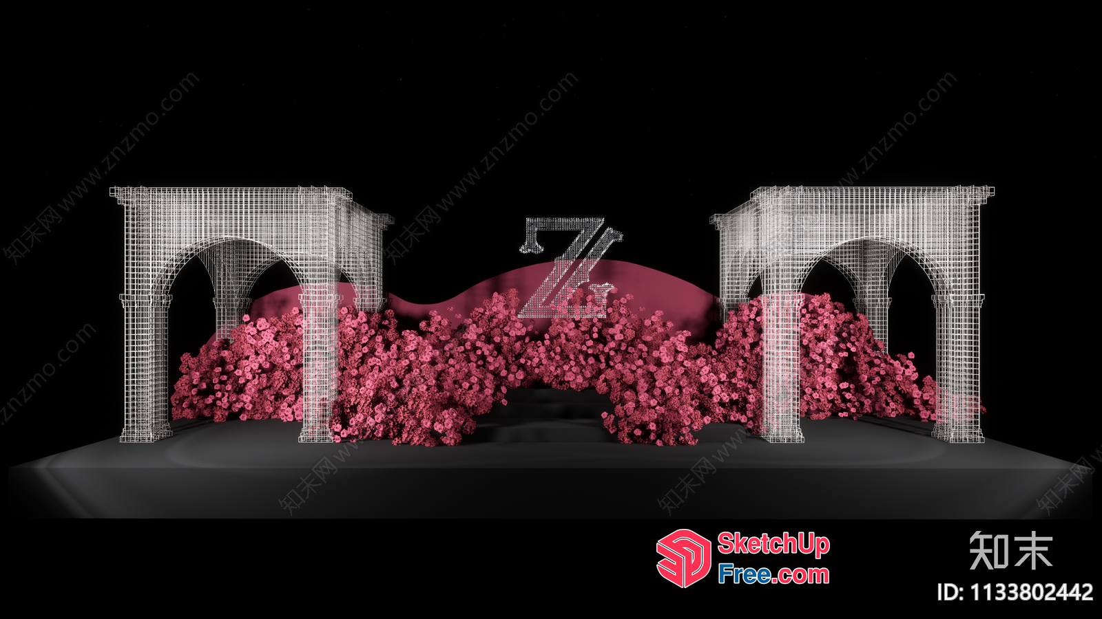 Elegant Pillars And Floral Display 3D SketchUp File