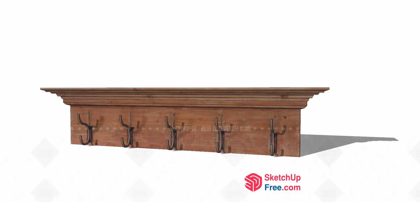 Wooden Coat Rack With Hooks 3D SketchUp File