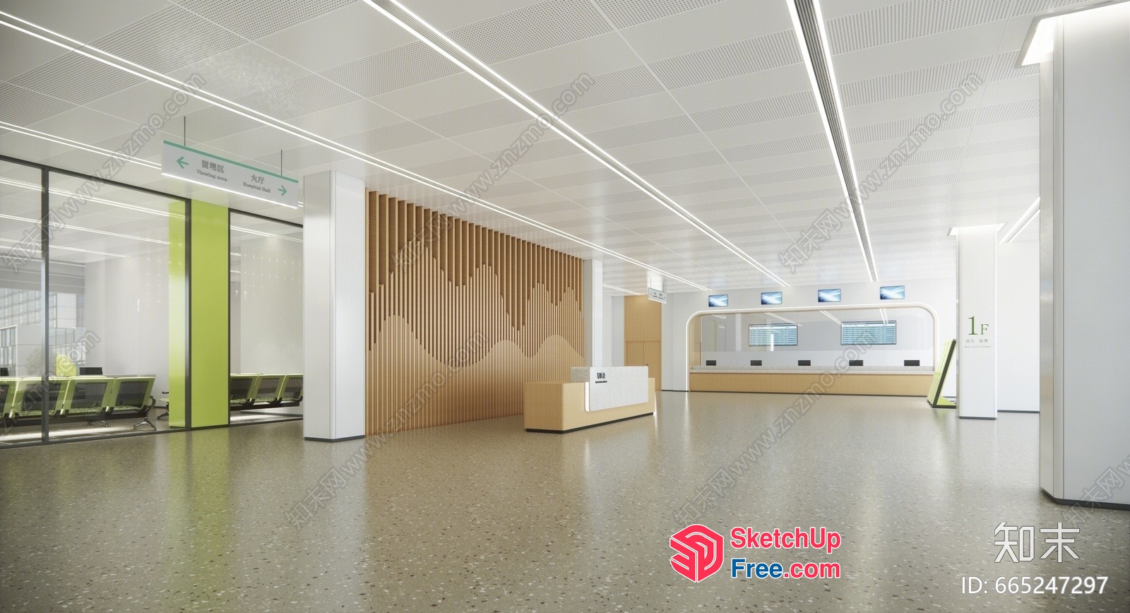 Modern Office Lobby With Sleek White Ceiling And Polished Floors 3D SketchUp File