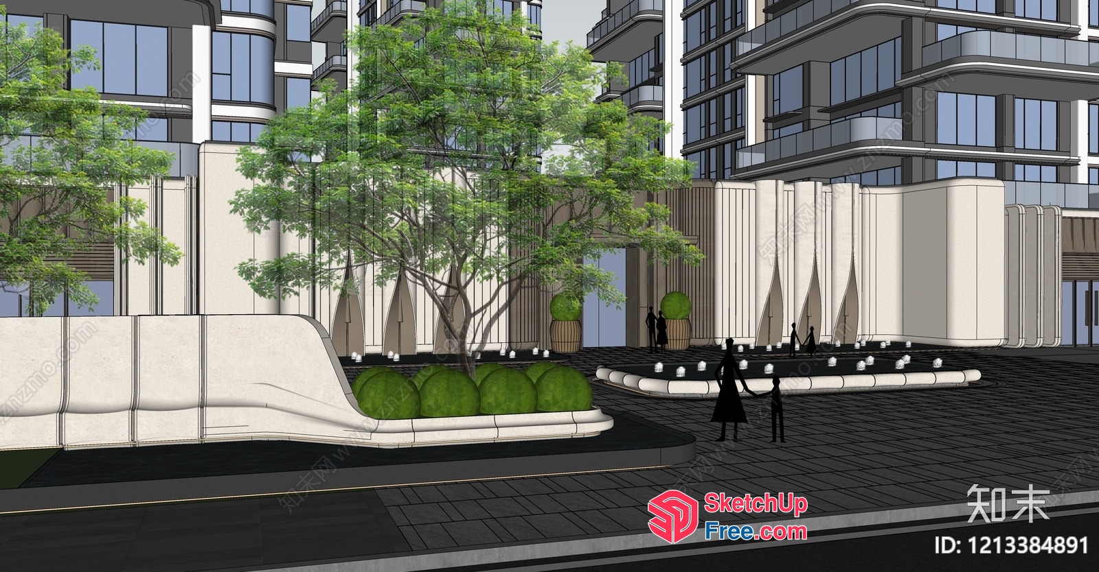 Exterior Decor For Modern Commercial Street 3D SketchUp File