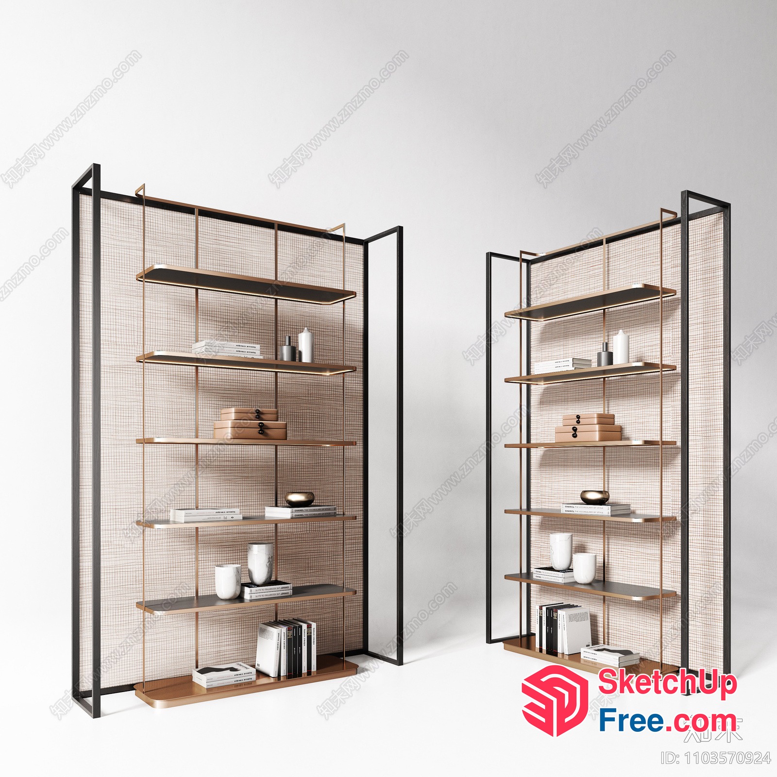Modern Minimalist Shelving Unit With Decorative Items 3D SketchUp File