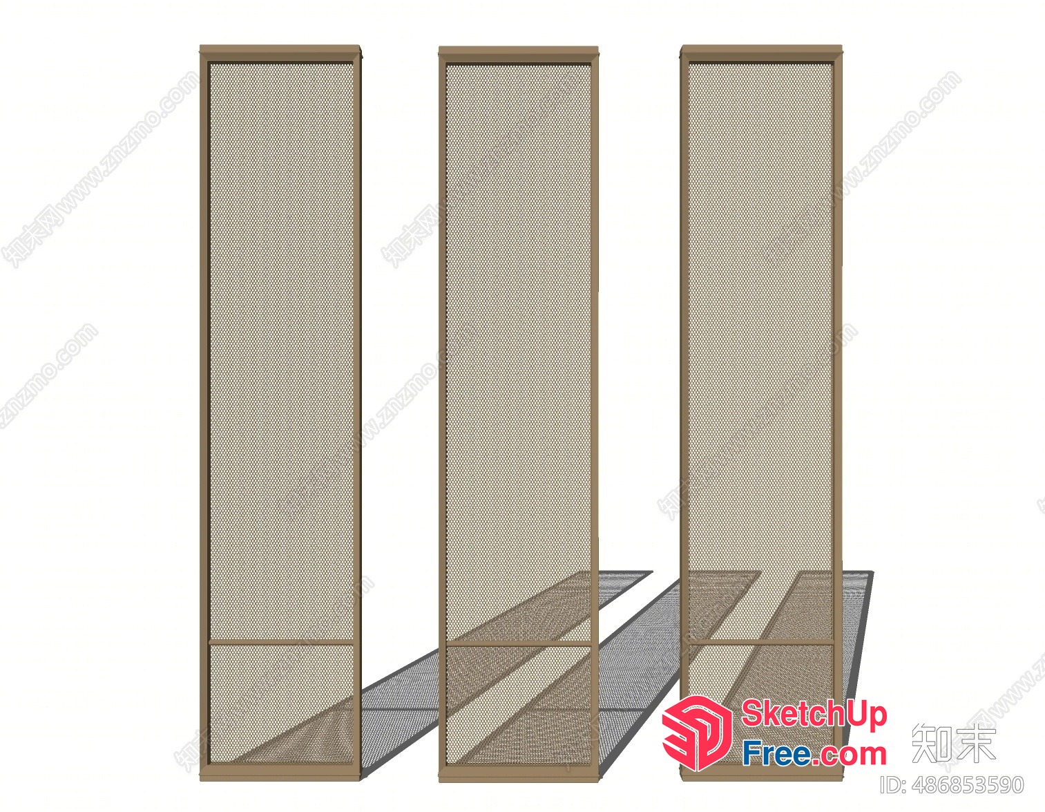 Three Tall Screened Partition Panels 3D SketchUp File