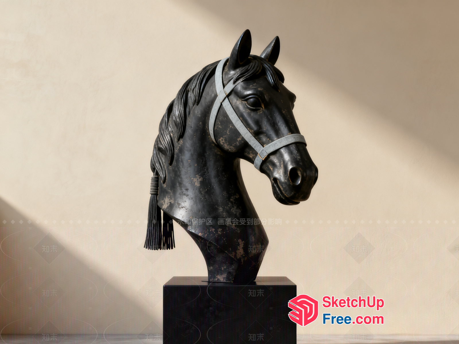 Equestrian Head Bust Sculpture 3D SketchUp File