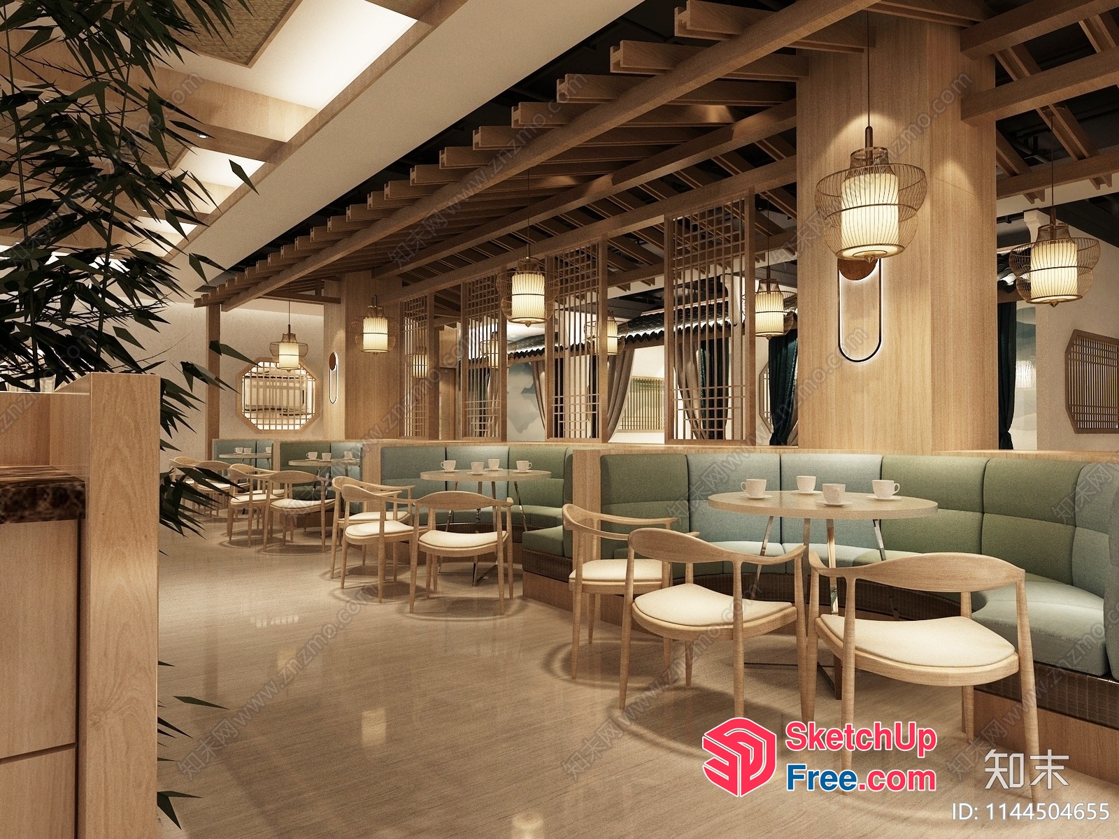 Modern Japanese Style Restaurant Interior Design 3D SketchUp File