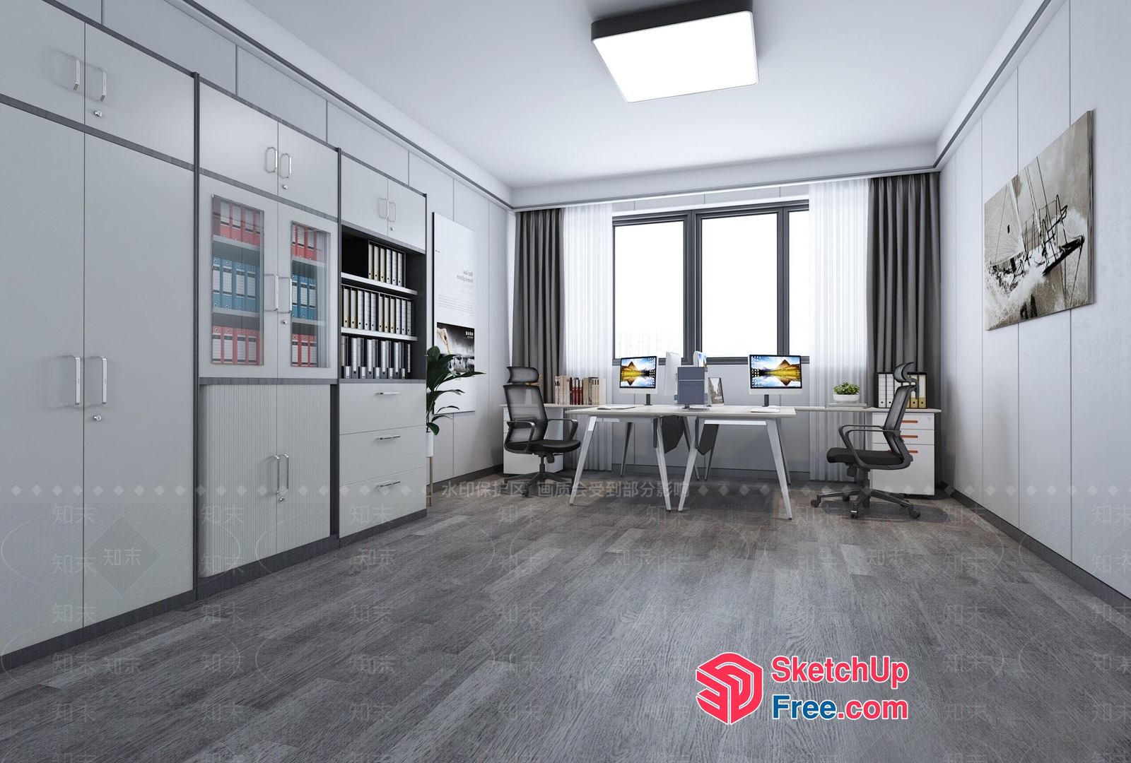 Modern Office Space With Sleek Furniture And Natural Light 3D SketchUp File