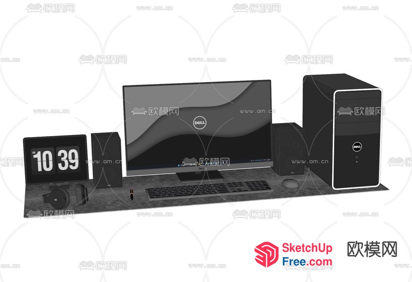 Computer Setup With Various Accessories 3D SketchUp File