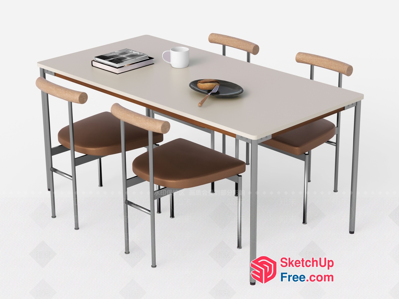 Modern Dining Table Set With Minimalist Chairs 3D SketchUp File