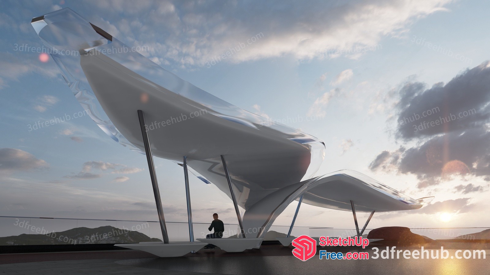Futuristic Space Capsule Exterior Design 3D SketchUp File
