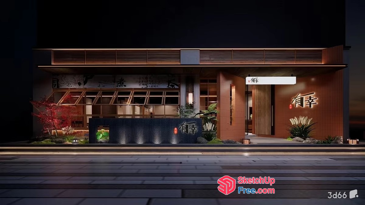 Japanese Style Restaurant Exterior Decor 3D SketchUp File
