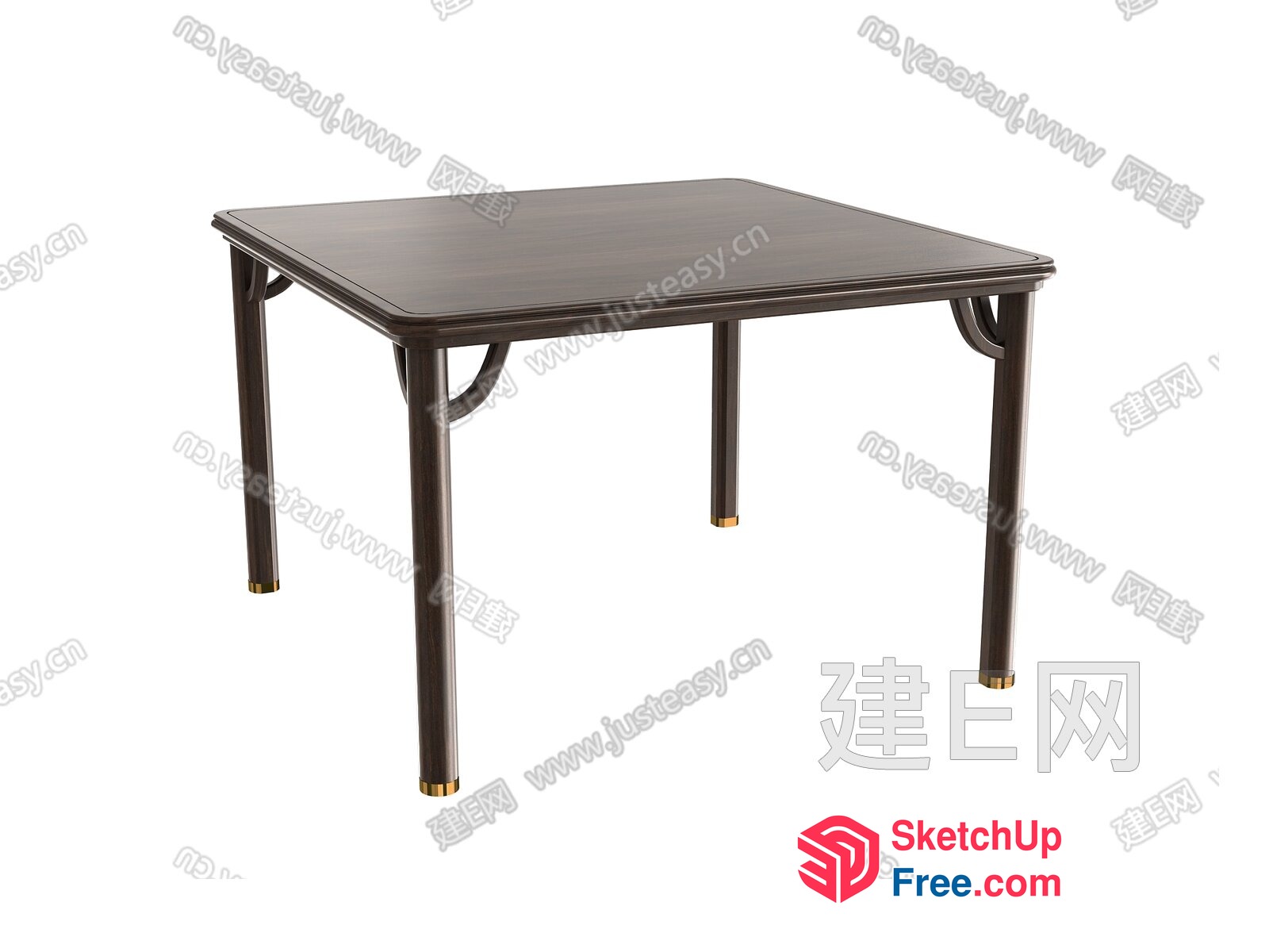 Simple Brown Table With Gold Accents 3D SketchUp File